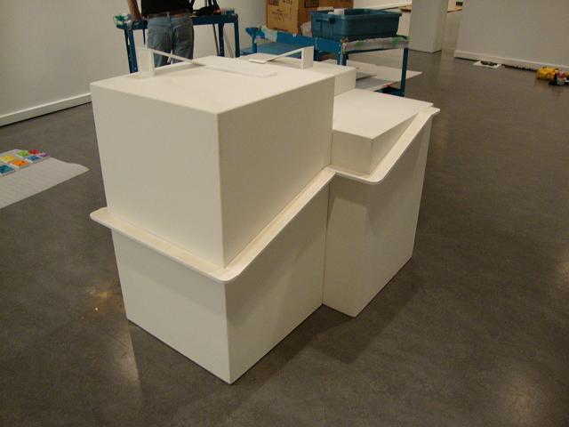 install - an assent of polymen (12).JPG - wrap around ramps and landings installed and painted.  lower angle ramps were made and painted gallery white